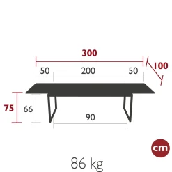 TABLE À ALLONGES 200/300 X 100 CM