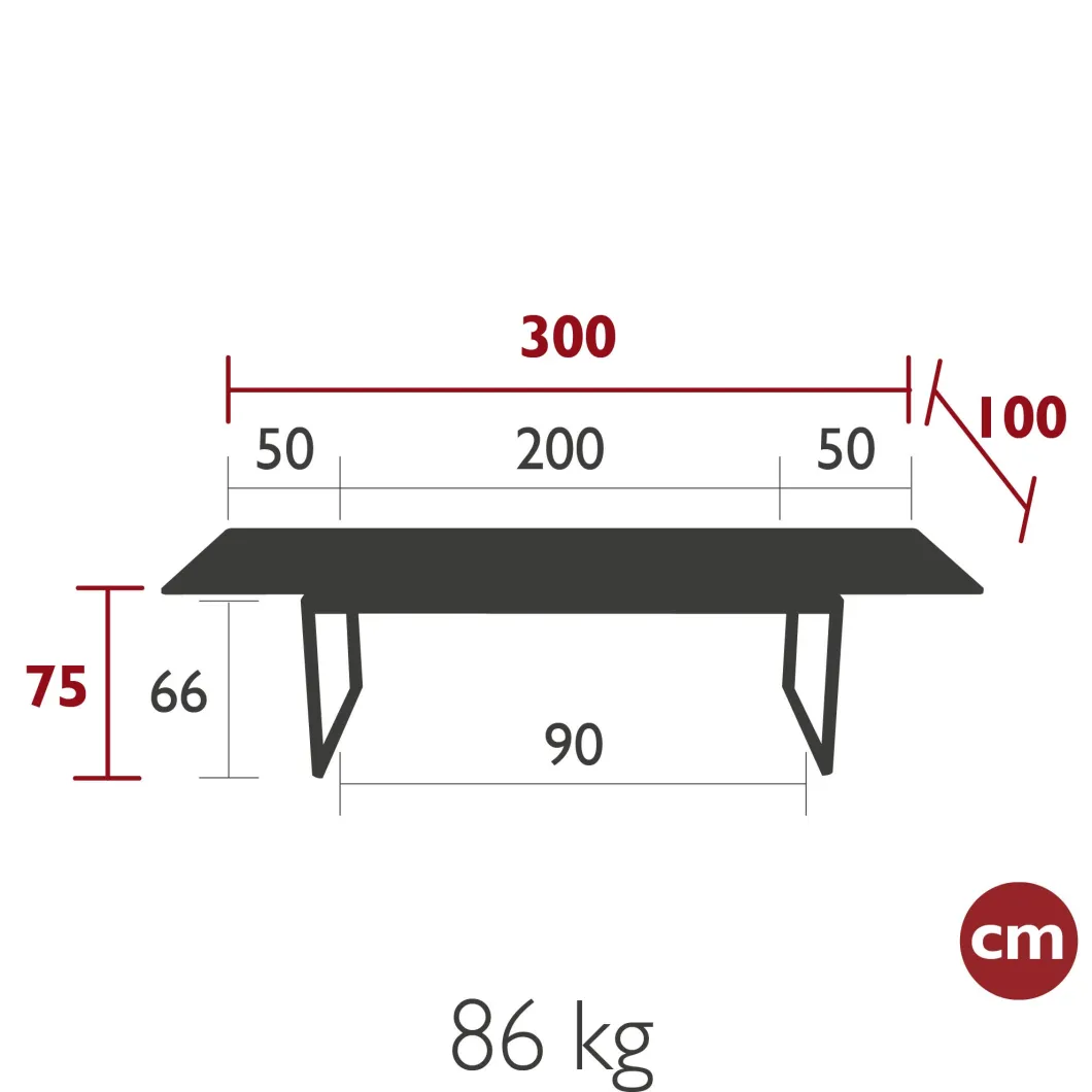 TABLE À ALLONGES 200/300 X 100 CM