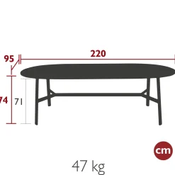 TABLE CHÊNE OVALE 220 X 95 CM