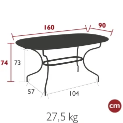 TABLE OVALE 160 X 90 CM