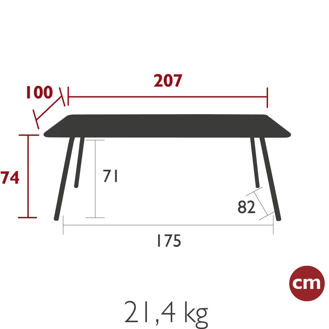 TABLE 207 X 100 CM